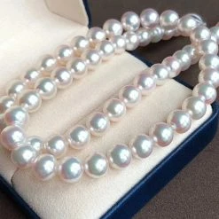 Takaramonobr 7.0-7.5 Mm Round Genuine White Akoya Pearl Necklace In 16 Inch For Women Akoya Pearls