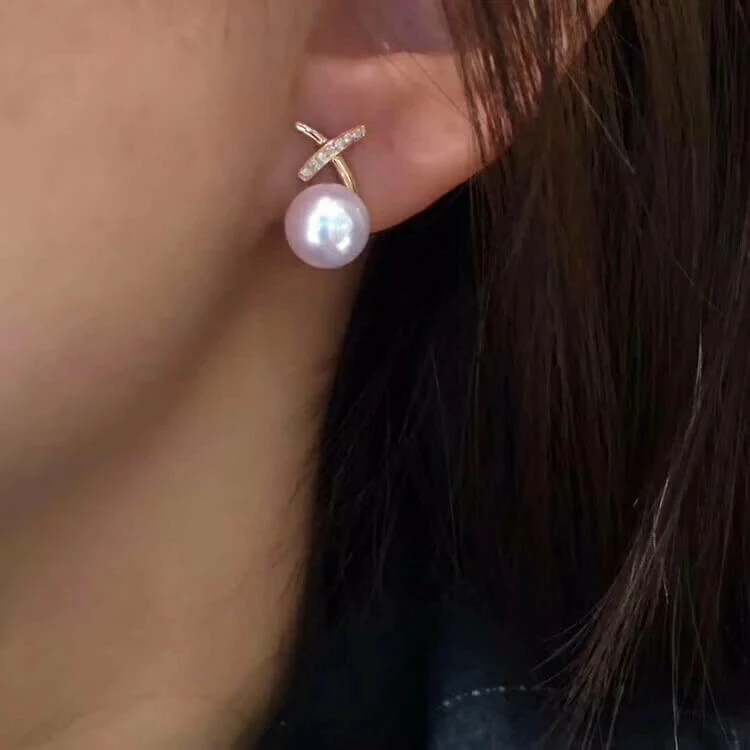 Best Pirce 🎁 Takaramonobr Akoya Pearls X Collection 8.5-9.0 Mm Akoya Pearl With Diamonds Stud Earrings Mounted On 18K Yellow Gold ⭐ 5 Takaramonobr Akoya Pearls X Collection 8.5-9.0 Mm Akoya Pearl With Diamonds Stud Earrings Mounted On 18K Yellow Gold
