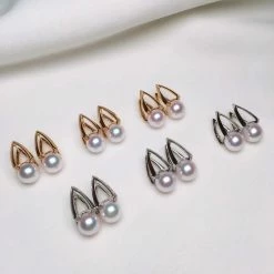 Takaramonobr Akoya Pearls Pyramid Collection 8.0-8.5 Mm White Japanese Akoya Pearl & Diamond Stud Earrings/Pendant/Ring/Sets