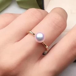 Takaramonobr Bamboo 7.0-7.5 Mm Japanese White Akoya Pearl Ring Akoya Pearls