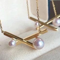 Takaramonobr Akoya Pearls Matchstick Akoya Pearl Earrings & Necklace & Ring Set - 4.0-7.0 Mm