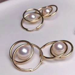 Takaramonobr Infinity Love White Akoya Cultured Pearl Studs Earring, 7.5-8.0 Mm