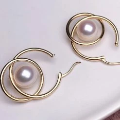 Takaramonobr Infinity Love White Akoya Cultured Pearl Studs Earring, 7.5-8.0 Mm
