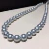 Takaramonobr Akoya Pearls 8.5-9.0 Mm Silver Blue Akoya Pearl Necklace 16" For Woman