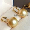Takaramonobr Different Pearl Type In Same Style 13.0-14.0 Mm Golden South Sea Pearl Wing Earrings Mounted On G18K