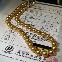 Takaramonobr CHAKIN | 8.0-11.0 Mm Deep Golden South Sea Pearl Necklace | PSL Certificate Golden South Sea Pearls