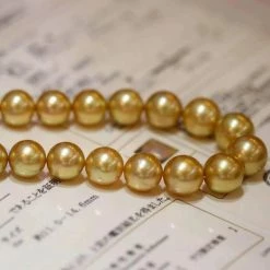 Takaramonobr Golden South Sea Pearls MOON RAINBOW | 11.0-15.0 Mm Golden South Sea Pearl Necklace | PSL Certificate