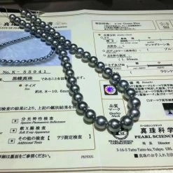 Takaramonobr OCEAN BLUE | 8.0-11.0 Mm Silver Blue Tahitian True Round Pearl Necklace | PSL Certificate Blue Pearls