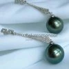 Takaramonobr 12.0-13.0 Mm Pave Diamond Tahitian Pearl Drop Earrings