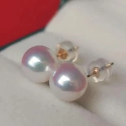Takaramonobr TEN-NYO Luster White Akoya Round Pearl Stud Earrings In 18-Karat Gold Akoya Pearls