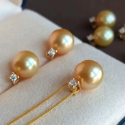 Takaramonobr Forever Elegant 8.0-9.0 Mm Golden South Sea Pearl Pendant & Diamond In G18K