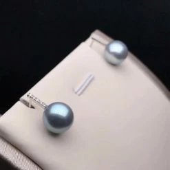 Takaramonobr Akoya Pearls Enchantment 9.0-9.5 Mm Silver-Blue Akoya Pearl Earrings In 18K Gold With Diamonds