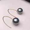 Takaramonobr G18k Contemporary 8.0-9.0 Mm Black Tahitian Pearl Hook Earrings Black Pearls