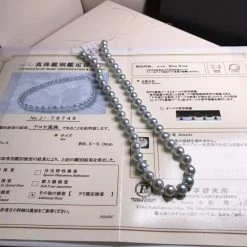 Takaramonobr BLUE-ROSE | 8.5-9.0 Mm Japanese Natural Silver-Blue Akoya Pearl Necklace - PSL Certificate Akoya Pearls