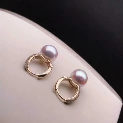 Takaramonobr Pave Diamond 8.5-9.0 Mm White/Silver Blue Akoya Dangle Pearl Earrings In 18K Gold Akoya Pearls