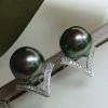 Discount ✔️ Takaramonobr V Collection 10.0-11.0 Mm Tahitian Black Green Pearl & Diamond Stud Earrings Peacock Pearls 🧨 2 Takaramonobr V Collection 10.0-11.0 Mm Tahitian Black Green Pearl & Diamond Stud Earrings Peacock Pearls