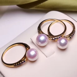 Takaramonobr Princess 8.0-8.5 Mm Japanese Akoya Pearl And Sapphire Ring