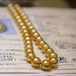 Takaramonobr Golden South Sea Pearls MOON RAINBOW | 11.0-15.0 Mm Golden South Sea Pearl Necklace | PSL Certificate