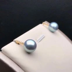 Takaramonobr Akoya Pearls Enchantment 9.0-9.5 Mm Silver-Blue Akoya Pearl Earrings In 18K Gold With Diamonds