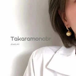 Takaramonobr Golden South Sea Pearls Plump Pave Diamond And Pearl French Hook Earrings, 13.0-14.0 Mm Golden South Sea Pearl