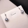 Takaramonobr 7.5-8.0 Mm Silver Blue Akoya Pearl Dangle Earrings Mounted On 18K Gold