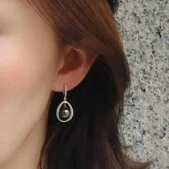 Takaramonobr Infinity Love 9.0-10.0 Mm Tahitian Peacock Pearl Dangle Earrings Mounted On 18K Gold With Diamonds Different Pearl Type In Same Style