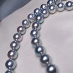 Takaramonobr Natural-Color | 10.0-10.5 Mm Japanese Silver-Blue Akoya Pearl Necklace - PSL Certificate Akoya Pearls