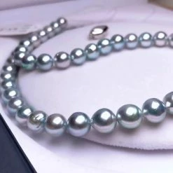 Takaramonobr BLUE-ROSE | 8.5-9.0 Mm Japanese Natural Silver-Blue Akoya Pearl Necklace - PSL Certificate Akoya Pearls