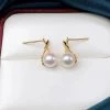 Takaramonobr Akoya Pearls X Collection 7.5-8.0 Mm Akoya Pearl Stud Earrings In 18K Gold With Diamonds
