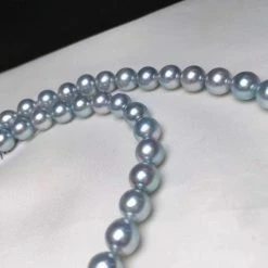 Takaramonobr Akoya Pearls Natural-Color | 8.0-8.5 Mm Japanese Silver-Blue Akoya Pearl Necklace - PSL Certificate