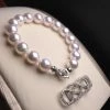 Takaramonobr 7.5-8.0 Mm Near Gem White Akoya Pearl Bracelet & Diamond In 18K Gold Clasp Akoya Pearls