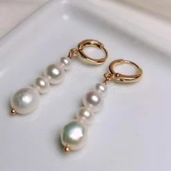 Takaramonobr Freshwater Cultured Pearl Earrings For Women 14kGold-Filled Dangle Earring Freshwater Pearls