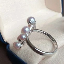 Takaramonobr Akoya Pearls Luxury Series Rhombus Japanese Akoya Pearl & Diamond Ring