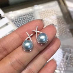 Cheapest 💯 Takaramonobr X Collection 8.0-8.5mm Silver-Blue Akoya Pearl Earrings In 18K Gold With Diamonds Akoya Pearls 👍 9 Takaramonobr X Collection 8.0-8.5mm Silver-Blue Akoya Pearl Earrings In 18K Gold With Diamonds Akoya Pearls