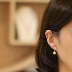 Takaramonobr Sunflower 9.0-10.0mm Golden South Sea Pearl & Diamond Earrings In G18k