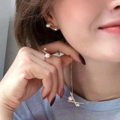 Takaramonobr Akoya Pearls Matchstick Akoya Pearl Earrings & Necklace & Ring Set - 4.0-7.0 Mm