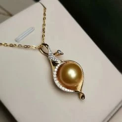 Takaramonobr Isabella 13.0-14.0 Mm Golden South Sea Pearl & Diamond Stud Pendant/Earrings In Gold