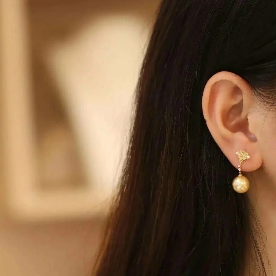 Flash Sale π Takaramonobr Ginkgo Leaf 10.0-11.0 Mm Golden South Sea Pearl & Diamond Earrings Golden South Sea Pearls π 5 Takaramonobr Ginkgo Leaf 10.0-11.0 Mm Golden South Sea Pearl & Diamond Earrings Golden South Sea Pearls