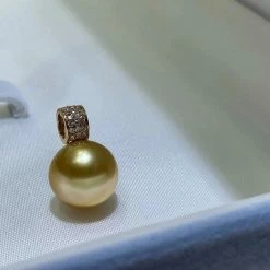 Takaramonobr 12.0-13.0 Mm Golden South Sea Pearl & Diamond Triumph Pendant In Gold