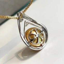Hot Sale 🥰 Takaramonobr Eternity Of Love Giant 12.0-13.0 Mm Golden South Sea Pearl & Diamond Pendant 🌟 12 Takaramonobr Eternity Of Love Giant 12.0-13.0 Mm Golden South Sea Pearl & Diamond Pendant