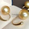 Takaramonobr Marquise Wire 13.0-14.0 Mm Golden South Sea Pearl Hook Earrings In 18K Gold