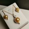 Takaramonobr Isabella 13.0-14.0 Mm Golden South Sea Pearl & Diamond Stud Pendant/Earrings In Gold