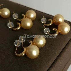 Takaramonobr 10.0-11.0 Mm Golden South Sea Pearl Earrings Mounted On 18-Karat Yellow Gold