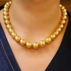 Takaramonobr Golden South Sea Pearls MOON RAINBOW | 11.0-15.0 Mm Golden South Sea Pearl Necklace | PSL Certificate