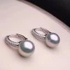 Takaramonobr Pave Diamond 8.5-9.0 Mm White/Silver Blue Akoya Dangle Pearl Earrings In 18K Gold Akoya Pearls