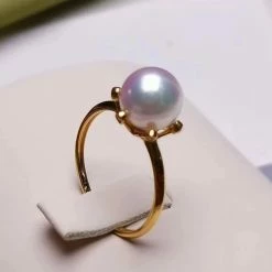 Takaramonobr Groove 8.0-8.5 Mm Japanese White Akoya Pearl Ring
