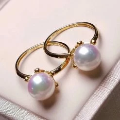 Takaramonobr Groove 8.0-8.5 Mm Japanese White Akoya Pearl Ring