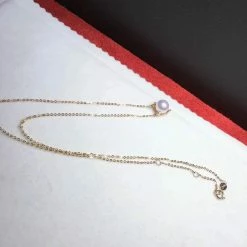 Takaramonobr Quadrant 8.0-8.5 Mm White Akoya Pearl Pendant Mounted On 18-Karat Yellow Gold Akoya Pearls