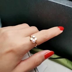 Takaramonobr Clover 5.0-5.5 Mm Japanese Baby Akoya Pearl Ring In 18k Gold Akoya Pearls