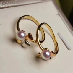Takaramonobr Clover 5.0-5.5 Mm Japanese Baby Akoya Pearl Ring In 18k Gold Akoya Pearls